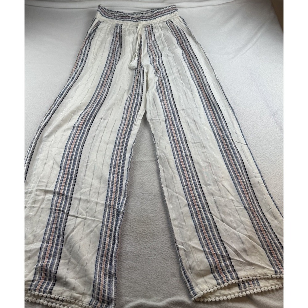Goa By Japna Womens Beachwear Striped Wide Leg Pants Size Large Boho Hippie NWT